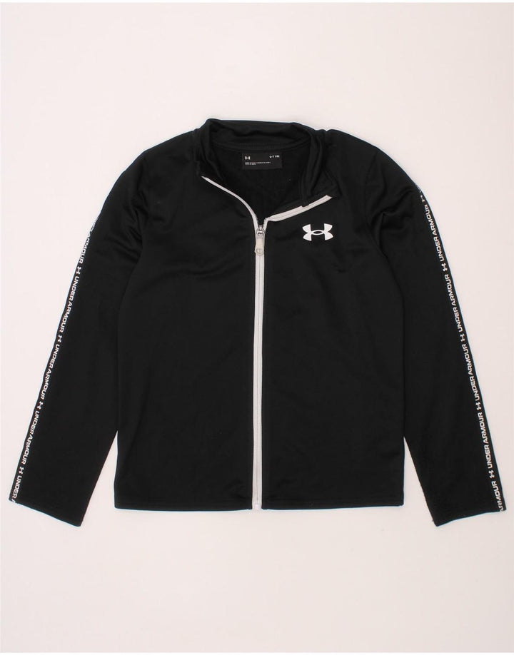 UNDER ARMOUR Boys Graphic Tracksuit Top Jacket 6-7 Years Black Polyester Vintage Under Armour and Second-Hand Under Armour from Messina Hembry 