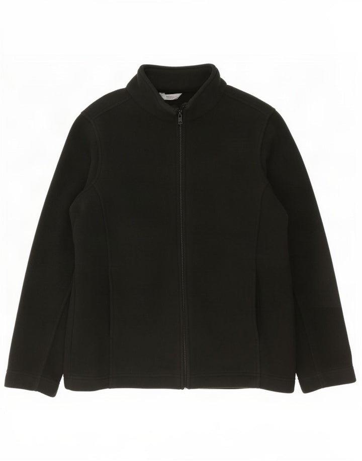 Marks & Spencer Womens Oversized Fleece Jacket UK 10 Small Black Polyester