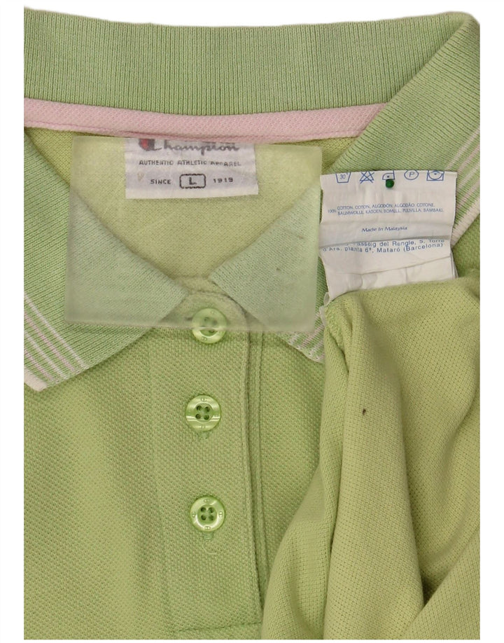 CHAMPION Womens Polo Shirt UK 14 Large Green Cotton