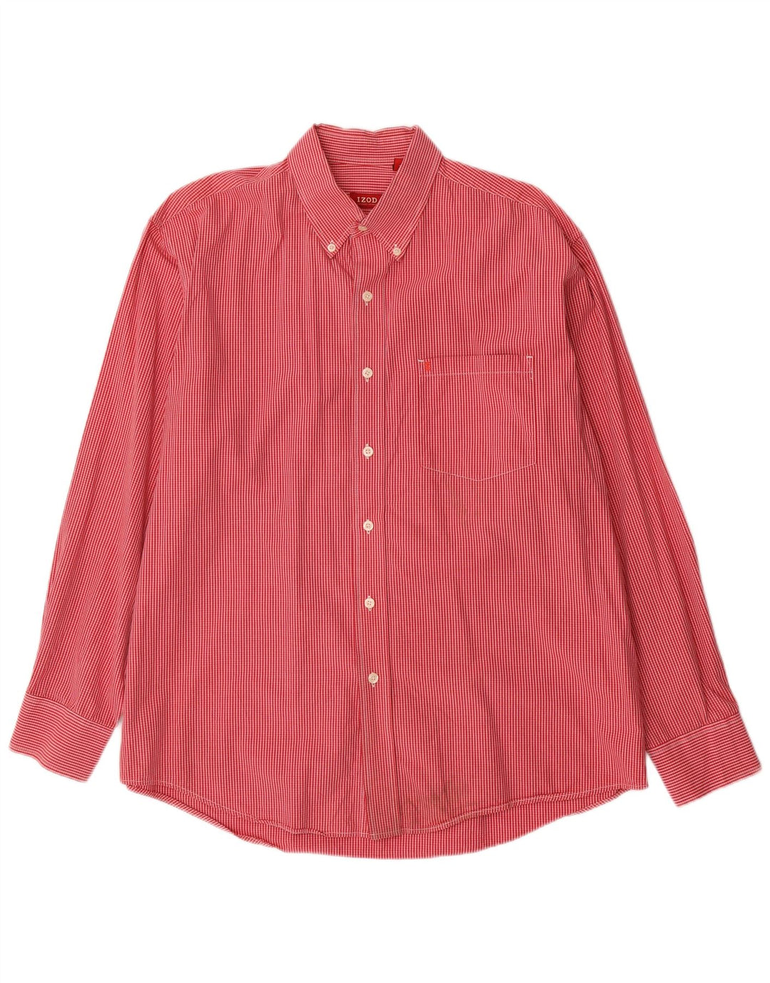 IZOD Mens Shirt Large Red Check Cotton