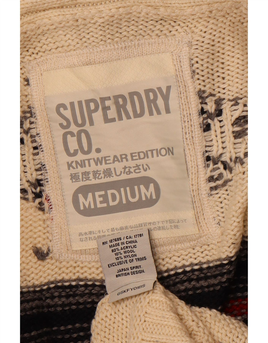 SUPERDRY Womens Longline Cardigan Sweater UK 14 Medium Off White