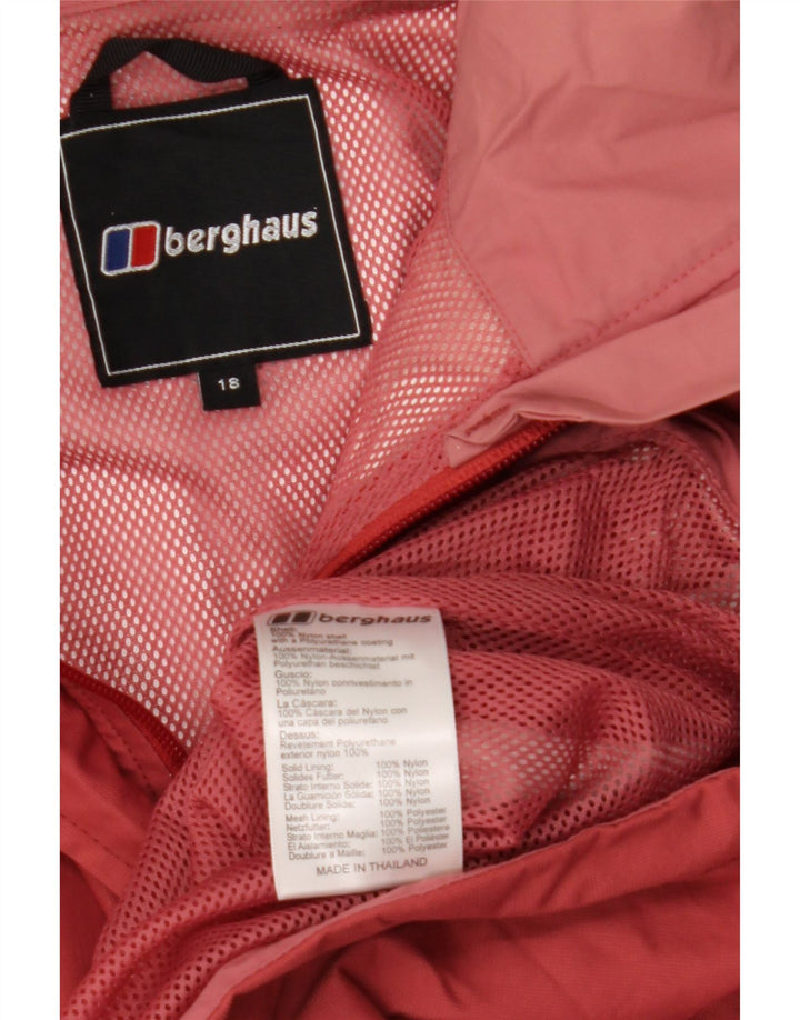 BERGHAUS Womens Oversized Hooded Rain Jacket UK 18 XL Burgundy Nylon
