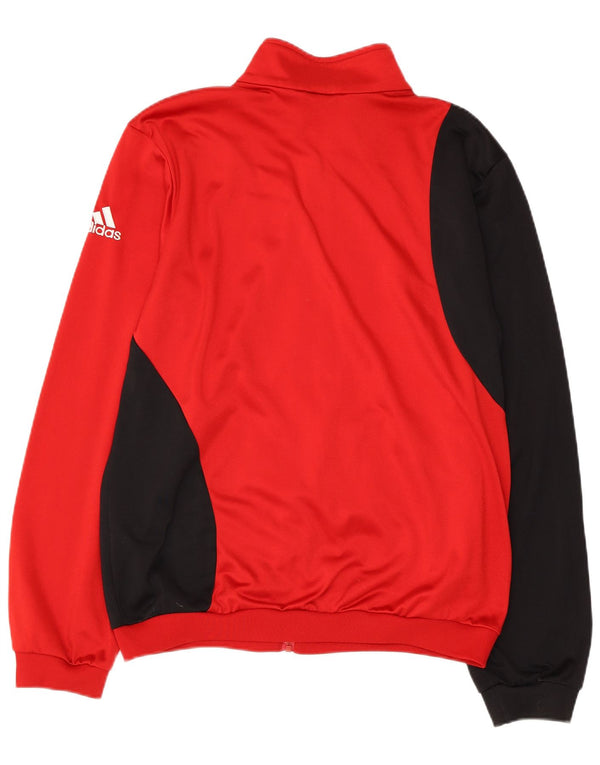 ADIDAS Mens Tracksuit Top Jacket UK 40/42 Medium Red Colourblock Polyester