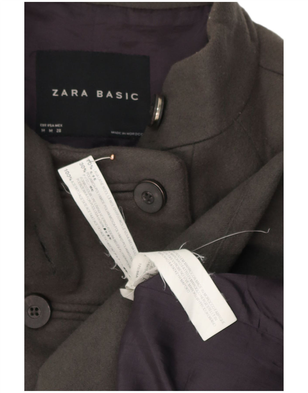 ZARA Womens Overcoat UK 12 Medium Grey Wool