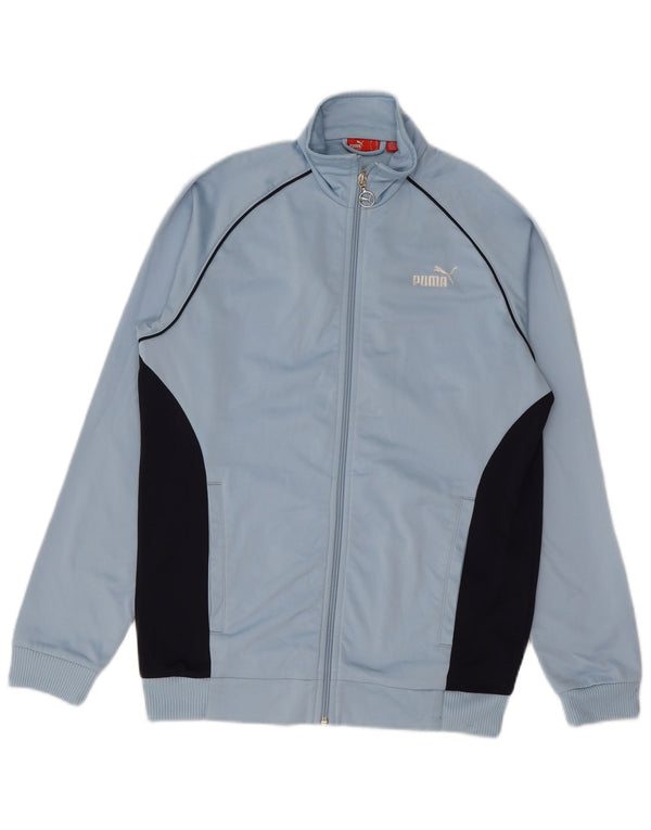 PUMA Boys Tracksuit Top Jacket 13-14 Years Blue Colourblock Polyester