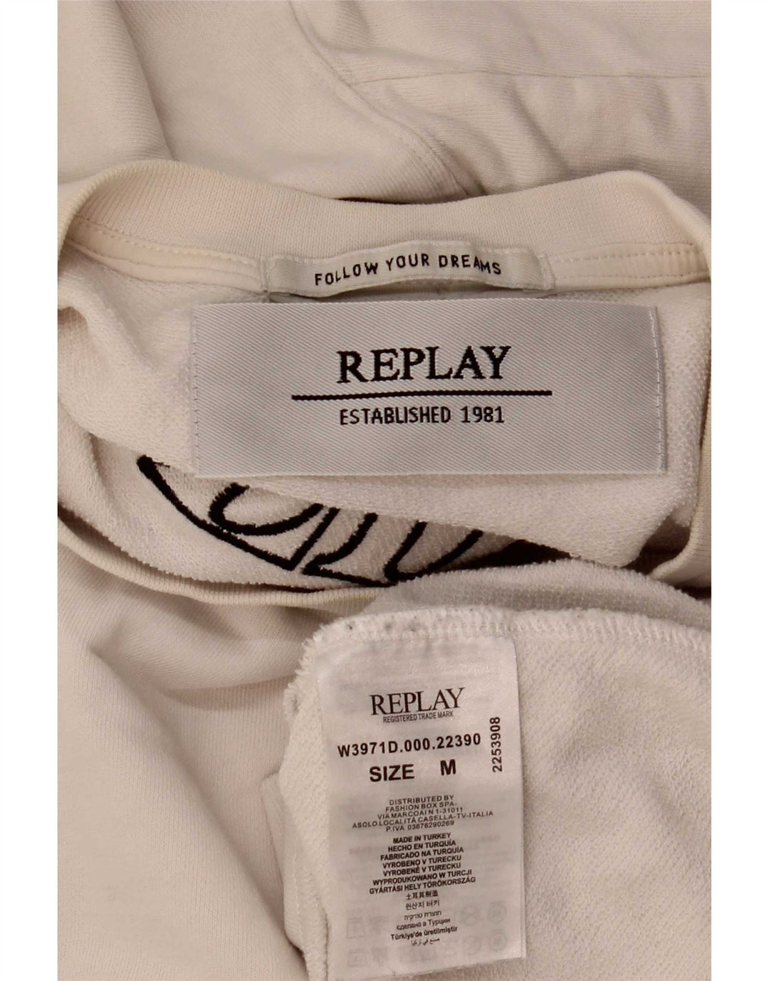 Replay Womens Graphic Sweatshirt Jumper UK 14 Medium White Cotton