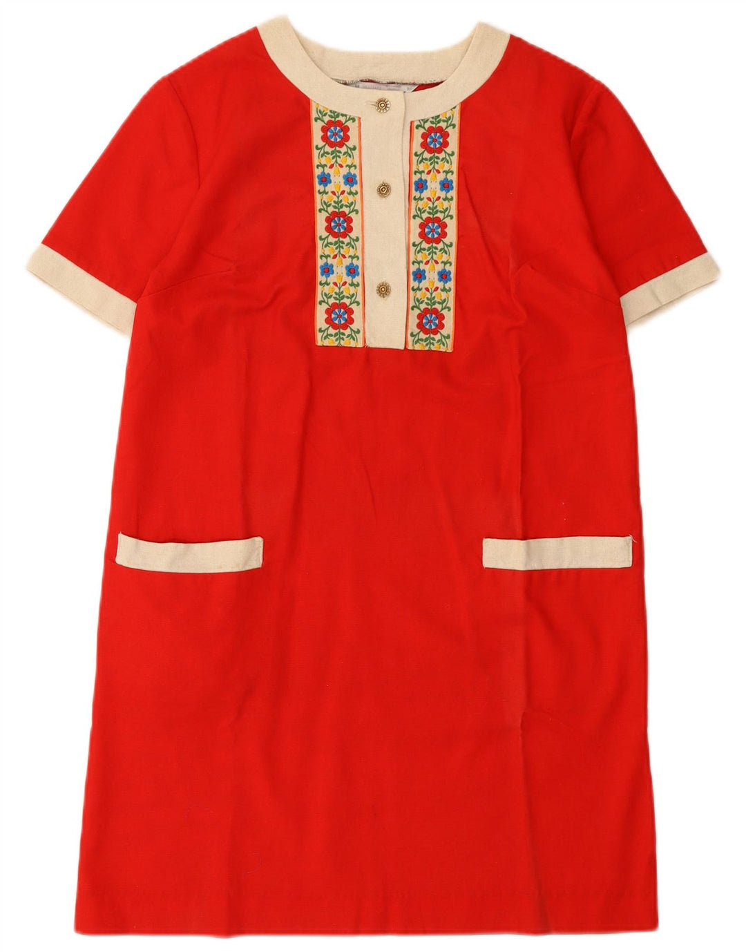 Luna Womens Shift Dress EU 40 Medium Red Floral Cotton