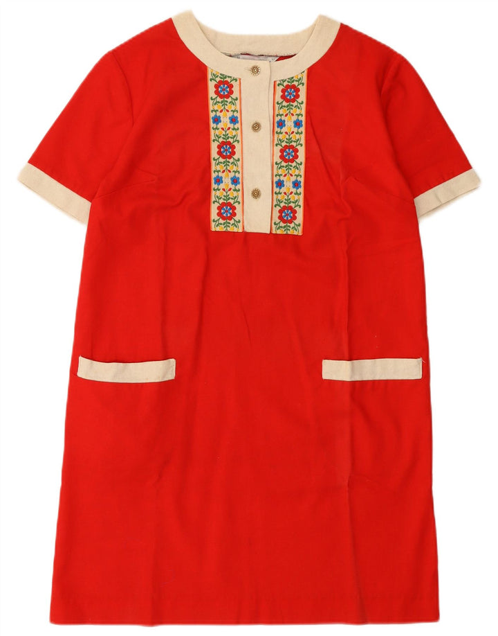 Luna Womens Shift Dress EU 40 Medium Red Floral Cotton