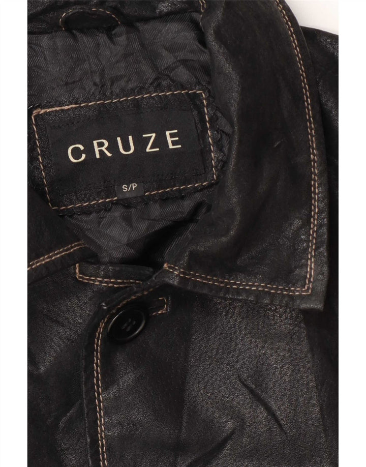 Vintage Womens Oversized Leather Jacket UK 10 Small Black