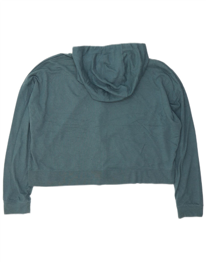 Nike Womens Crop Oversized Zip Hoodie Sweater UK 14 Medium Blue Polyester
