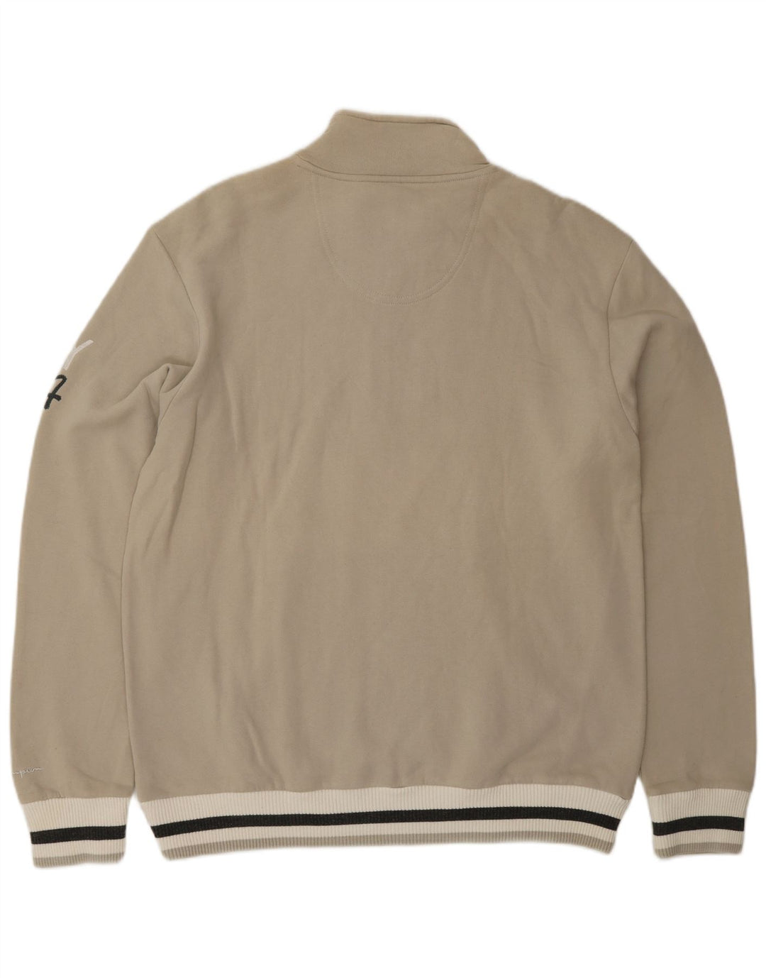 CHAMPION Mens Graphic Zip Neck Sweatshirt Jumper XL Beige Colourblock