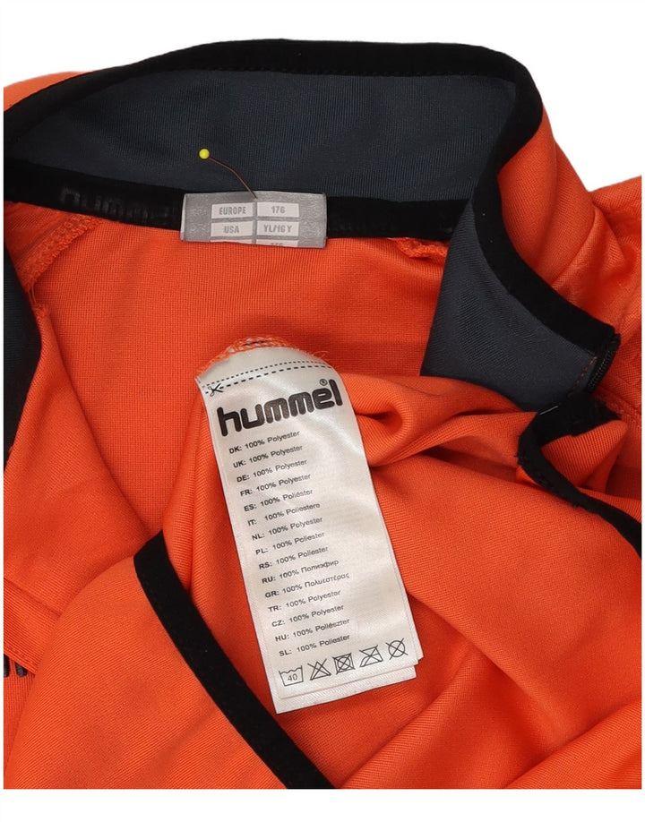 Hummel Boys Graphic Pullover Tracksuit Top 15-16 Years Orange Colourblock