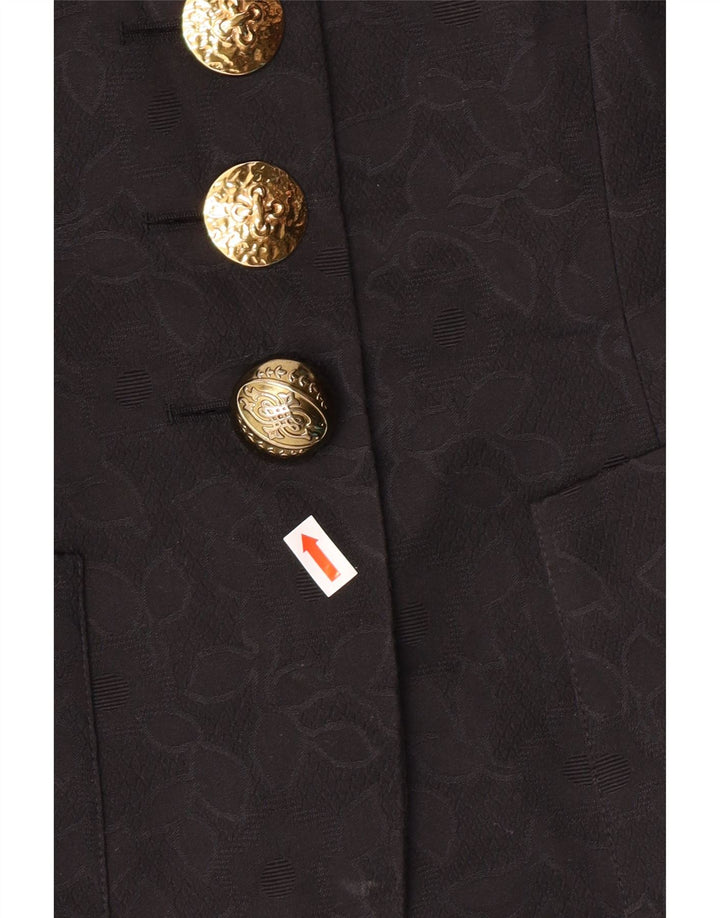 GUY LAROCHE Womens Short Sleeve Blazer Jacket EU 42 Large Black Classic