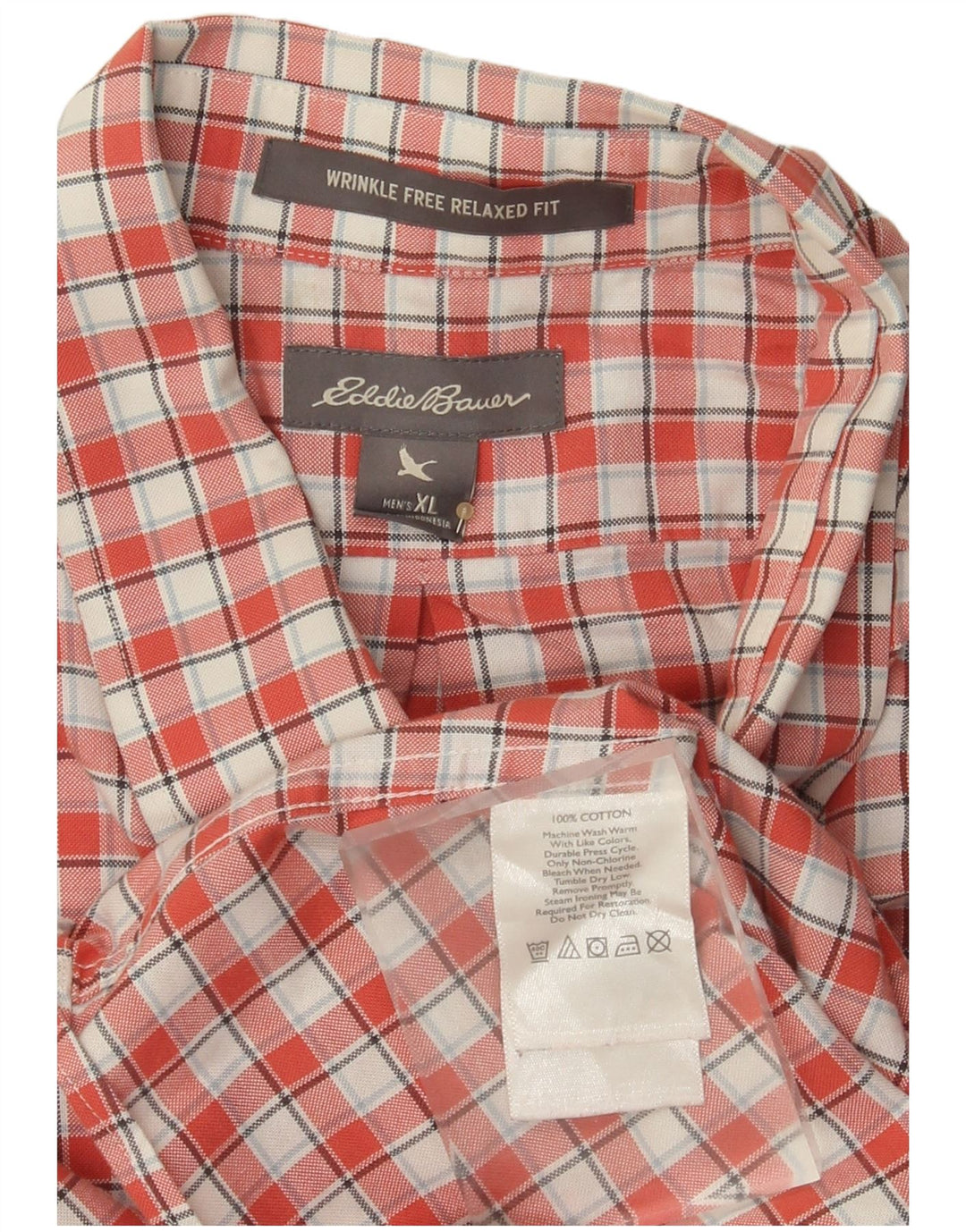 Eddie Bauer Mens Relaxed Fit Shirt XL Red Check Cotton