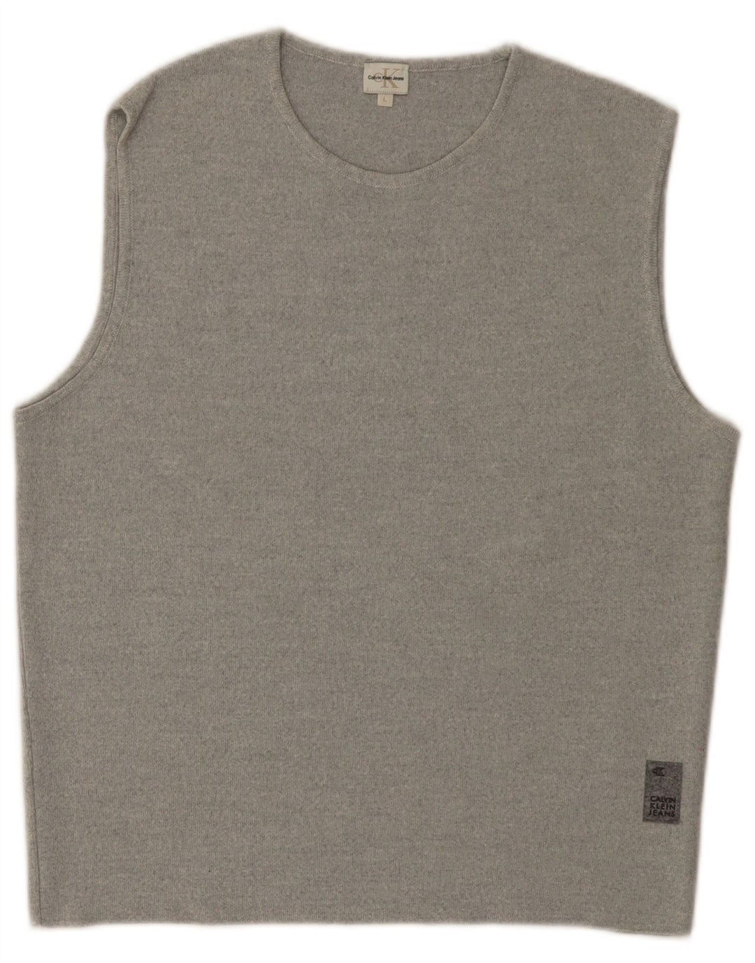 CALVIN KLEIN JEANS Womens Vest Tank Top UK 14 Large Grey Wool