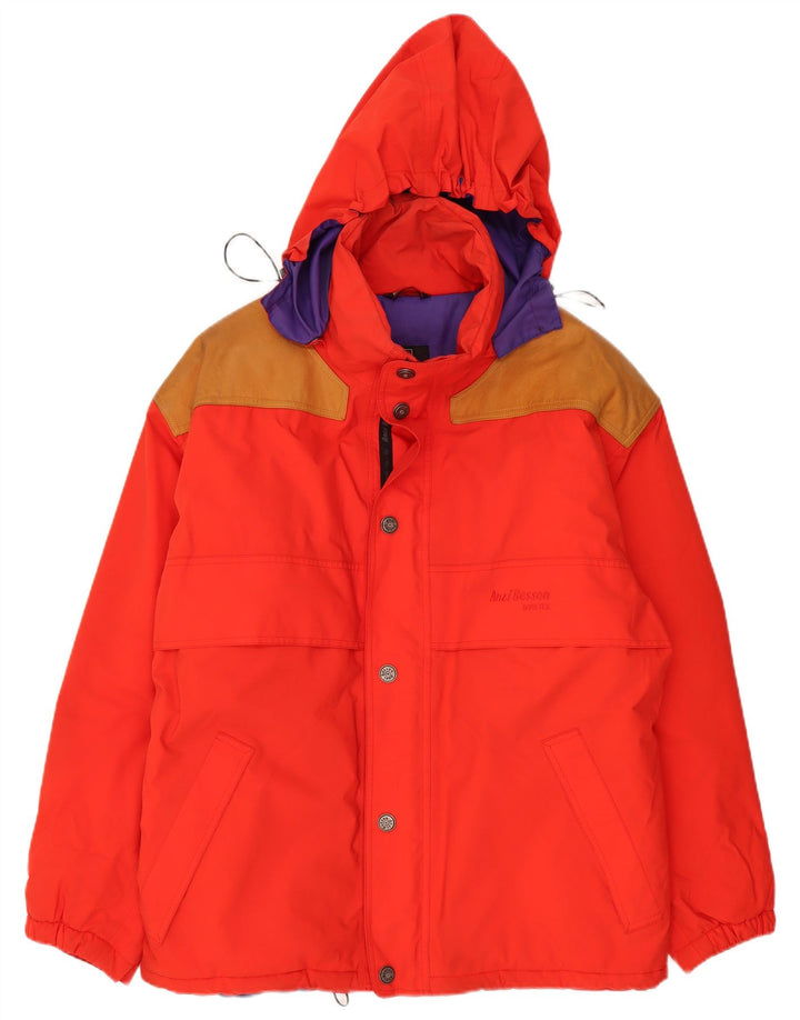 Anzi Besson Mens Hooded Ski Jacket IT 52 Large Red Colourblock Polyester