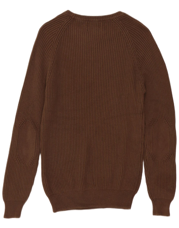 ZARA Mens Boat Neck Jumper Sweater Medium Brown Cotton