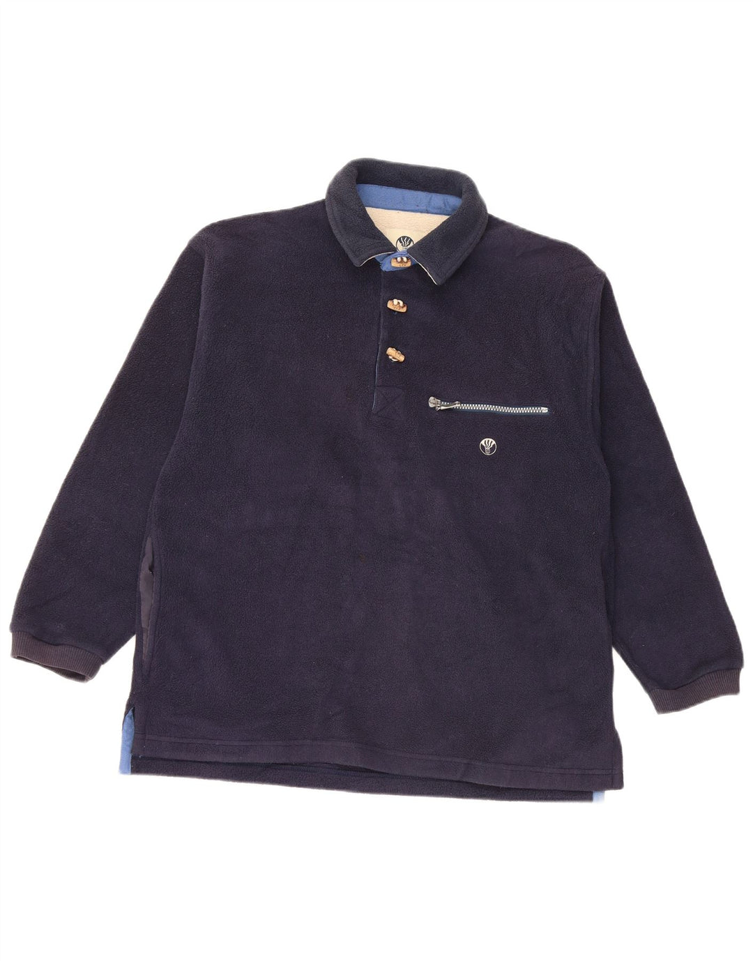 FAT FACE Mens Polartec Loose Fit Polo Neck Fleece Jumper XS Navy Blue