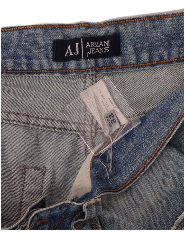 Armani Mens Straight Jeans W33 L30 Blue Cotton