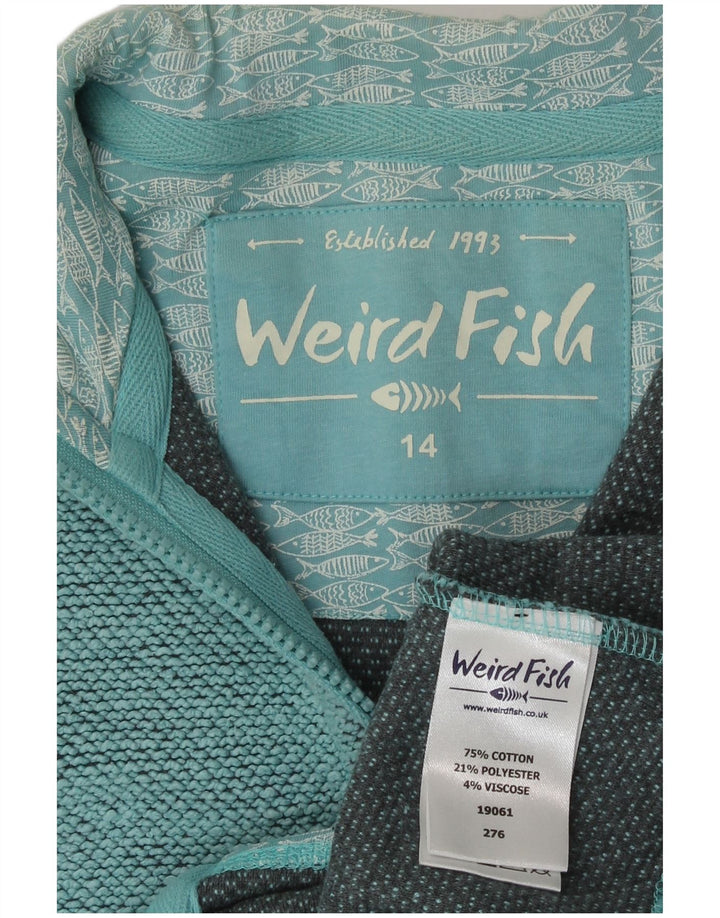 Weird Fish Womens Tracksuit Top Jacket UK 14 Large Blue Cotton