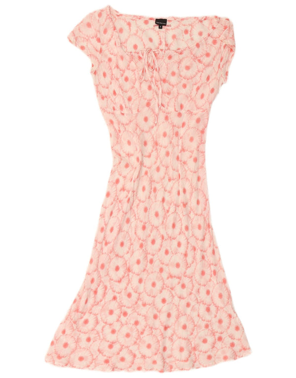CALVIN KLEIN Womens Basic Dress UK 10 Small Pink Floral Cotton