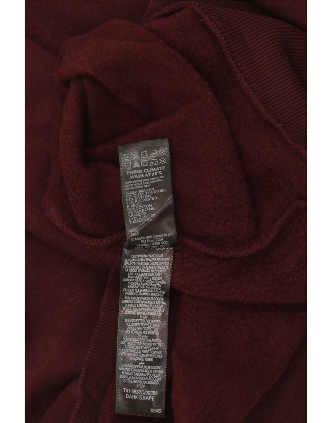 Marks & Spencer Mens Sweatshirt Jumper Large Burgundy Cotton