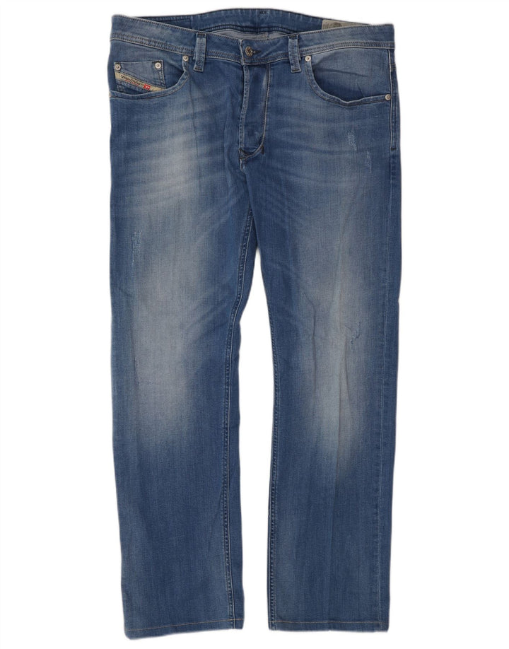 DIESEL Mens Straight Jeans W34 L30 Blue Cotton