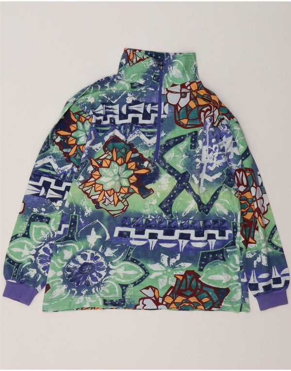 Maser M Womens Zip Neck Sweatshirt Jumper UK 16 Large Multicoloured Floral