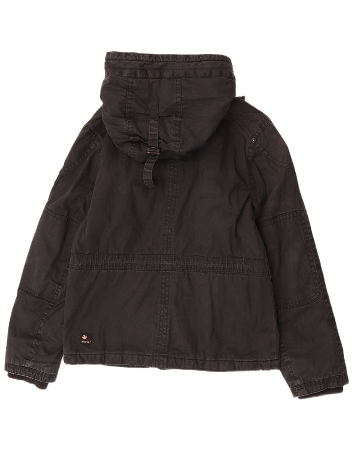 KHUJO Mens Hooded Utility Jacket UK 40 Large Black