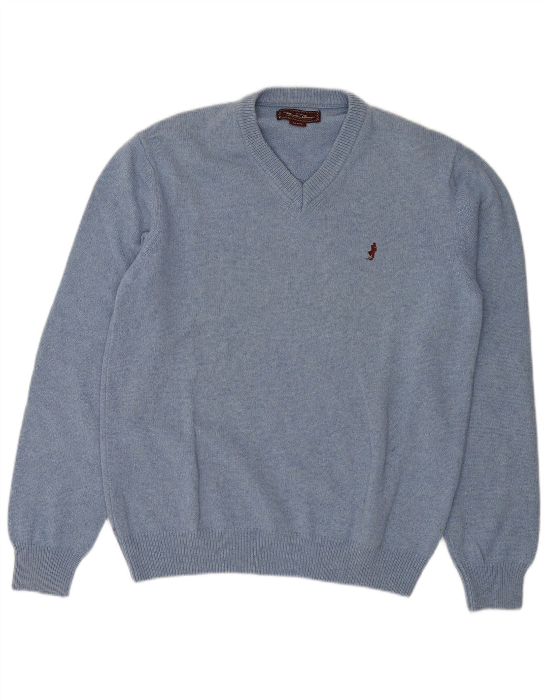 MARLBORO CLASSICS Mens V-Neck Jumper Sweater Large Blue Wool
