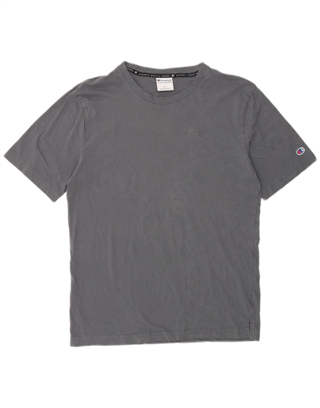 Champion Mens Regular T-Shirt Top Large Grey Cotton