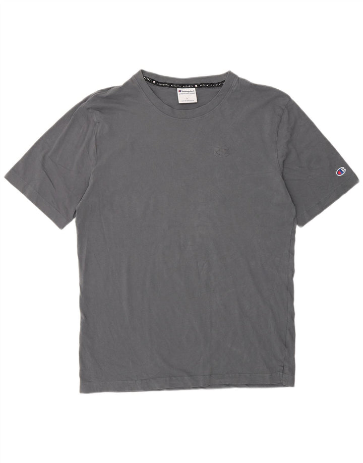 Champion Mens Regular T-Shirt Top Large Grey Cotton