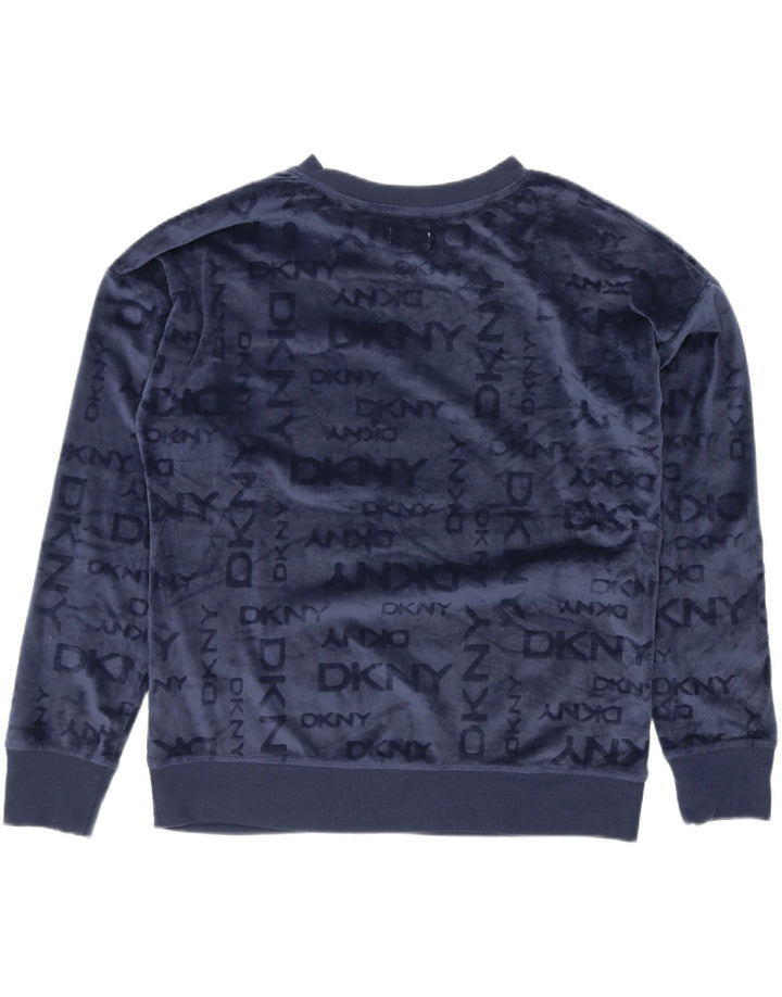 Dkny Womens Oversized Graphic Sweatshirt Jumper UK 10 Small Navy Blue