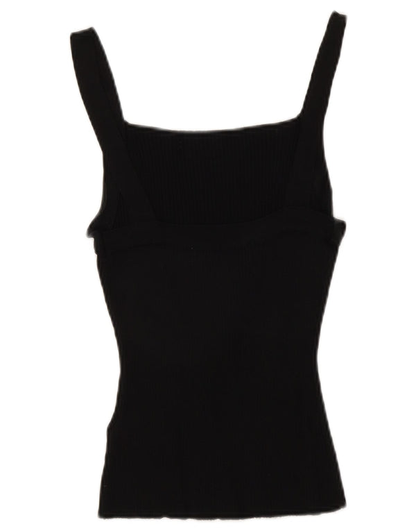 Zara Womens Crop Cami Top UK 12 Medium Black Viscose