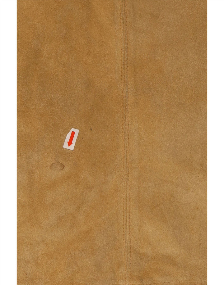 VINTAGE Womens Suede Mini Skirt Medium W28  Beige Leather