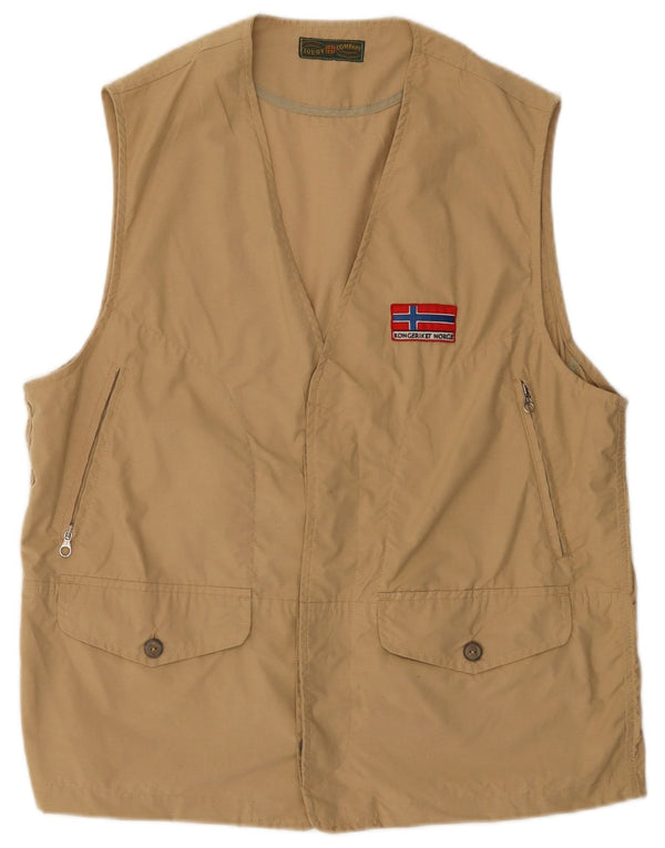 Vintage Mens Utility Gilet IT 40/42 Medium Beige Cotton