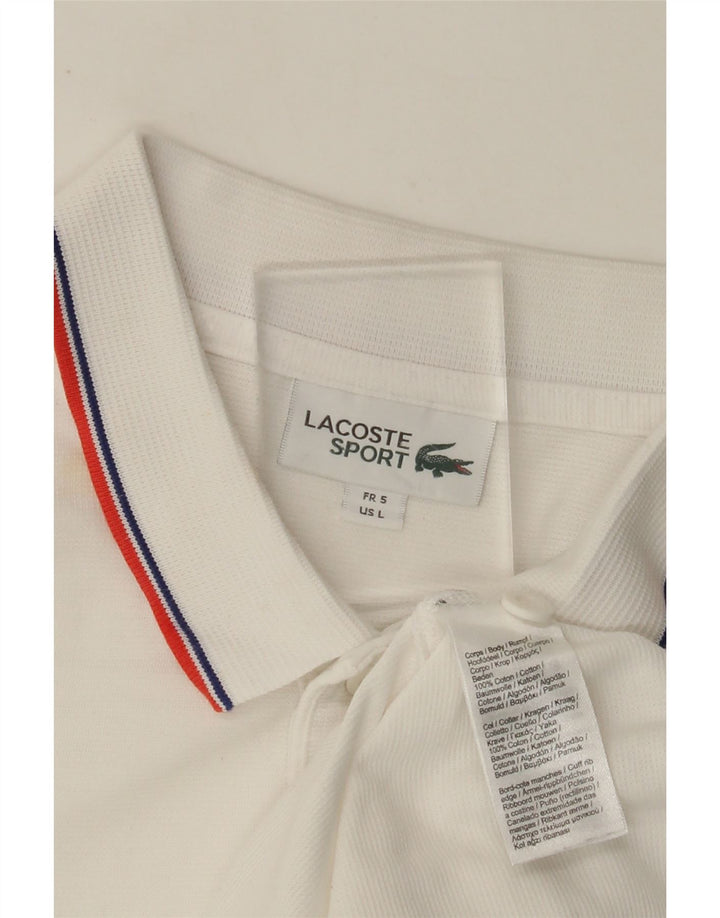 LACOSTE Mens Polo Shirt Size 5 Large White Cotton