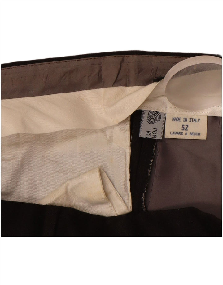 MARCO PLANESIO Mens Pegged Suit Trousers IT 52 XL W34 L33 Black Wool