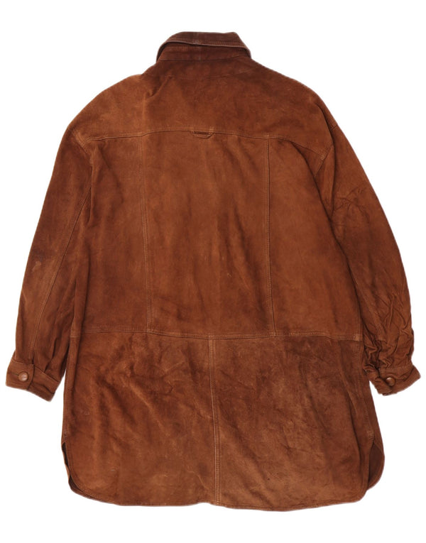 Vittorio Forti Womens Longline Overshirt Suede Shirt IT 46 Large Brown
