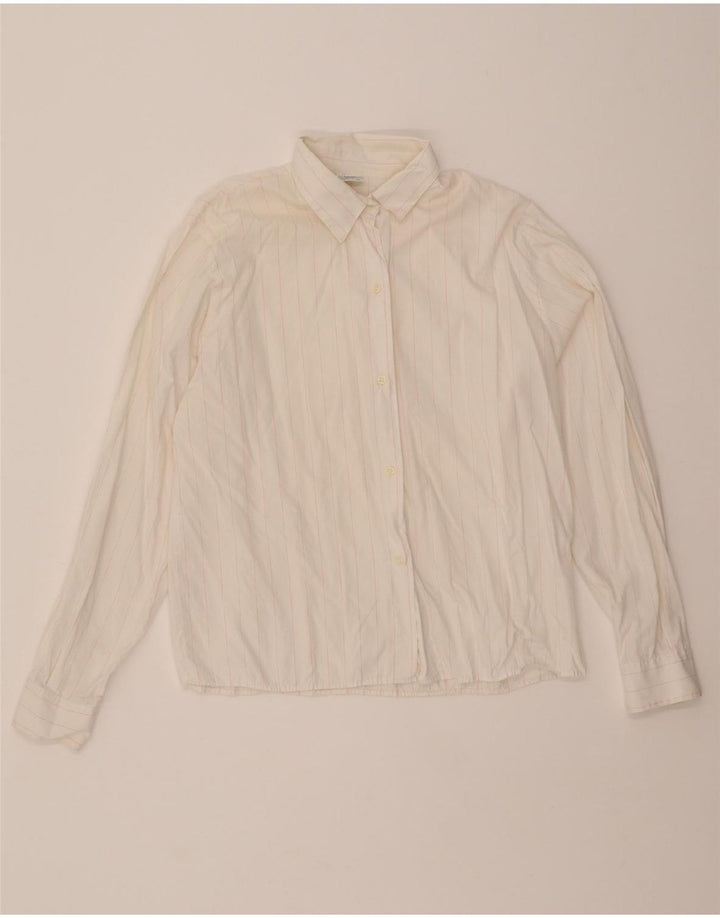 BENETTON Womens Shirt IT 44 Medium White Pinstripe Vintage Benetton and Second-Hand Benetton from Messina Hembry 