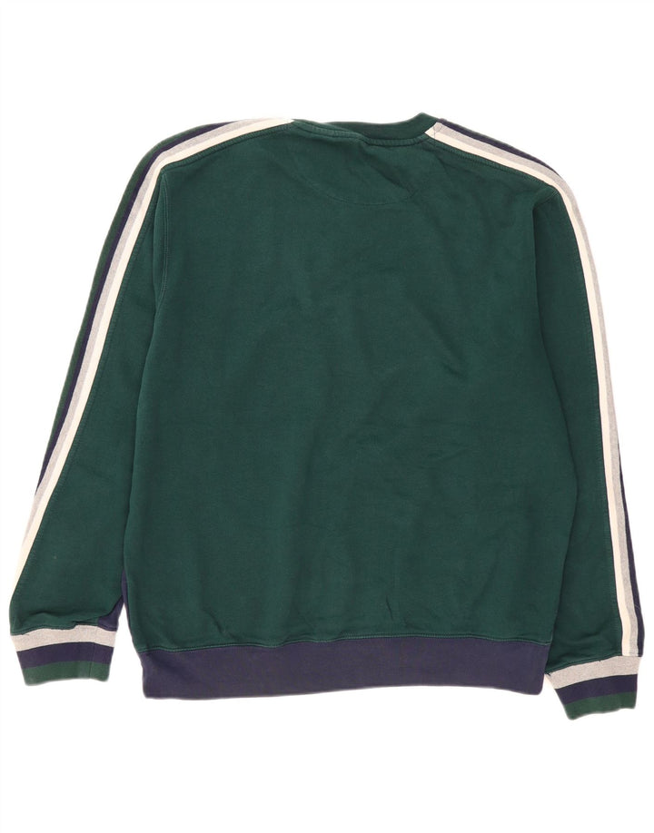 Chaps Mens Graphic Sweatshirt Jumper Large Navy Blue Colourblock Cotton