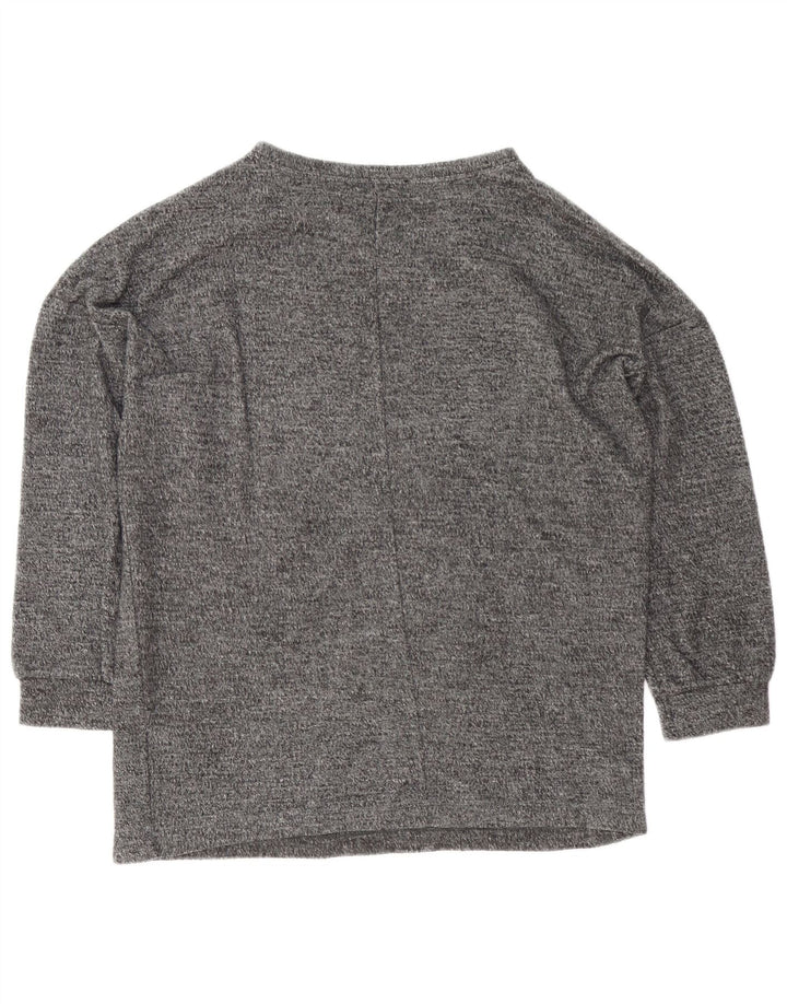Zara Womens Oversized Graphic Top Long Sleeve UK 8 Small Grey Flecked
