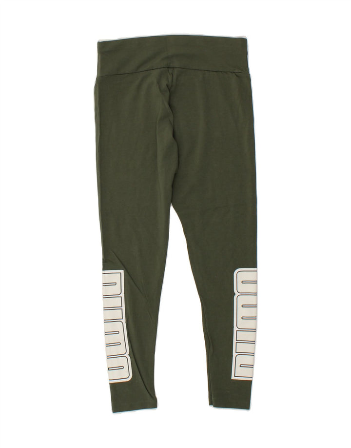 PUMA Womens Graphic Leggings UK 12 Medium  Khaki Cotton Vintage Puma and Second-Hand Puma from Messina Hembry 