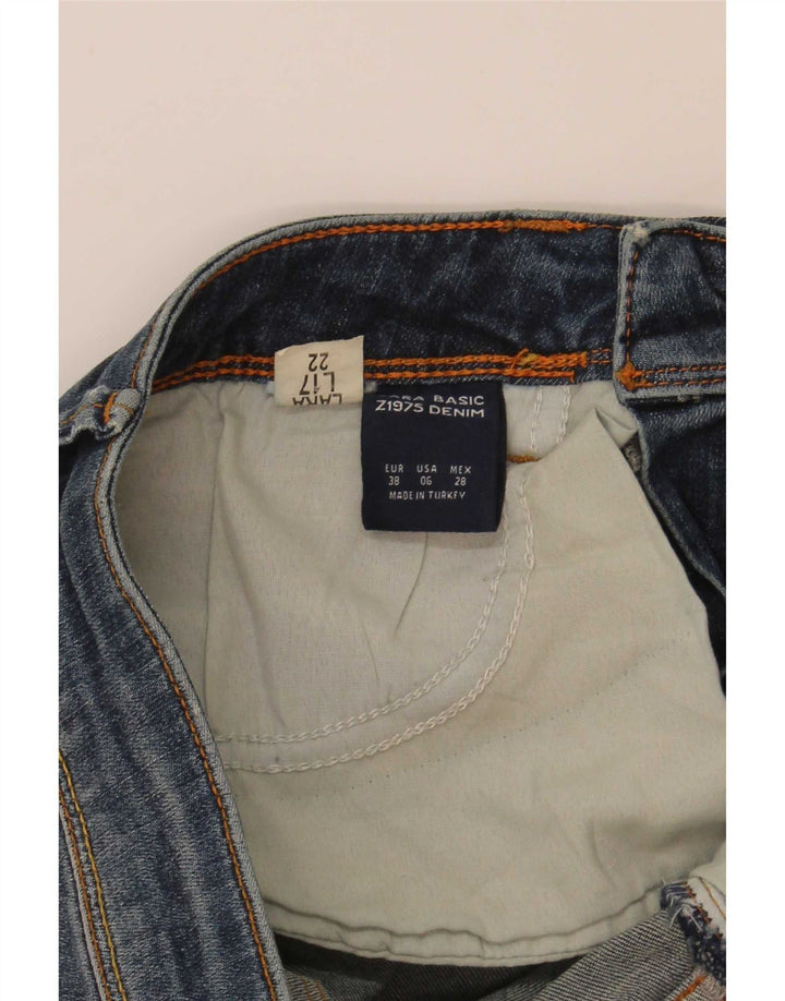 Zara Womens Distressed Denim Shorts EU 38 Small W28 Blue