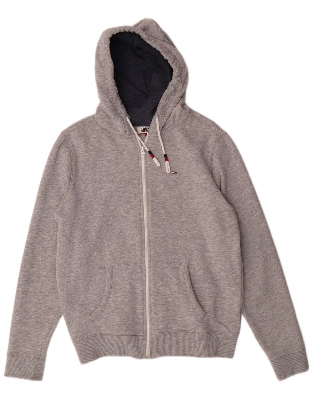 TOMMY HILFIGER Mens Regular Fit Zip Hoodie Sweater Medium Grey Flecked