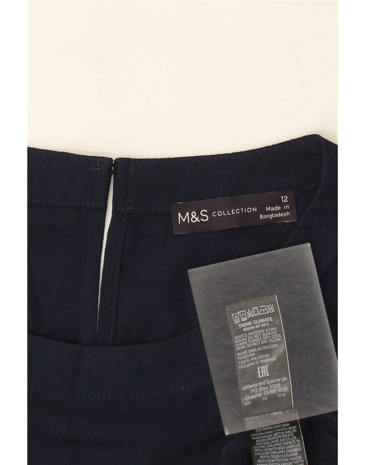 Marks & Spencer Womens Regular Shift Dress UK 12 Medium Navy Blue Polyester
