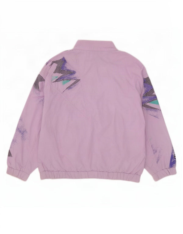 Maser M Womens Oversized Tracksuit Top Jacket US 10 Large Purple Geometric