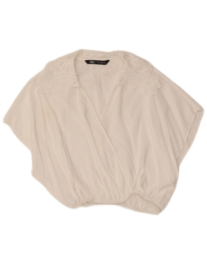 Zara Womens Crop Blouse Top UK 10 Small White