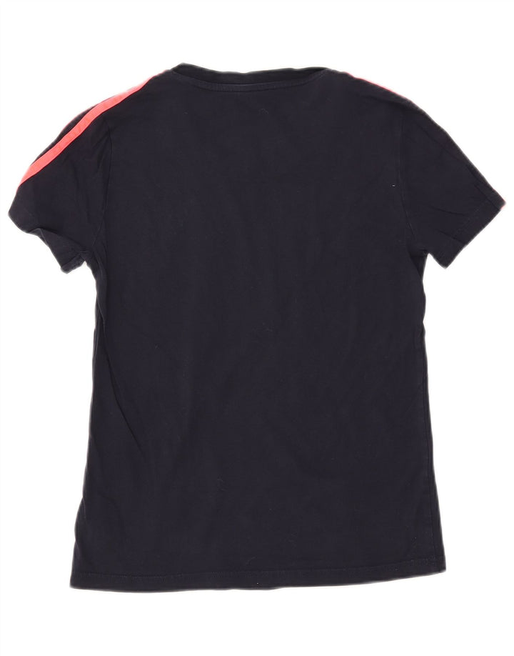 ADIDAS Womens T-Shirt Top UK 12 Medium Navy Blue Cotton