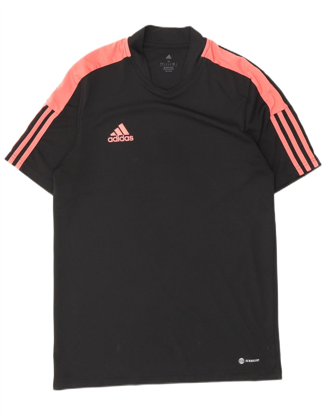 Adidas Mens Short Sleeve Regular T-Shirt Top Medium Black Colourblock